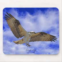 Wild Osprey Landing & Fractal Clouds Art Mousepad