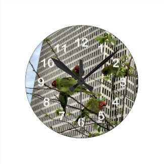 Wild Parrots Wall Clock