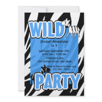 Wild Party/ Blue Zebra Personalized Invitation