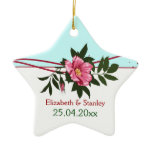 Wild pink rose floral wedding keepsake ornament ornaments