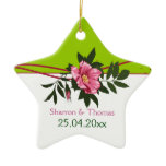 Wild pink rose floral wedding mint green keepsake ornaments