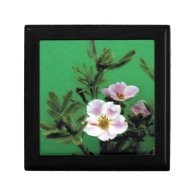 wild pink rose flowers in green, Elegant Jewelry Box