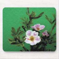 wild pink rose flowers in green, Elegant Mouse Pads