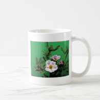 wild pink rose flowers in green, Elegant Coffee Mug