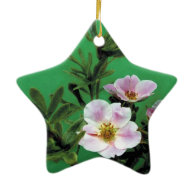 wild pink rose flowers in green, Elegant Christmas Ornaments