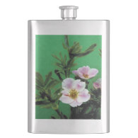 wild pink rose flowers in green. flasks