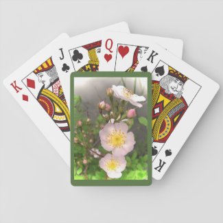 Wild Pink Rose Flowers Playing Cards
