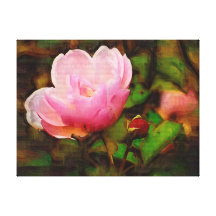 Wild Pink Rose on Canvas Stretched Canvas Print