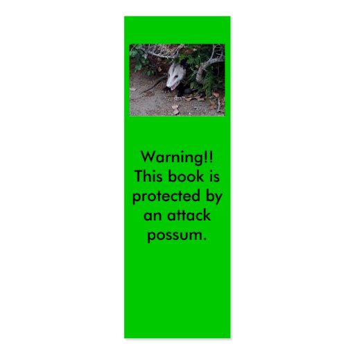 Wild Possum Mini Bookmarks Business Card Templates (front side)