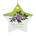 Wild purpl rose floral wedding green keepsake ornaments