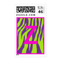 Wild Purple & Lime Zebra Postage