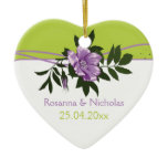 Wild purple rose floral wedding green keepsake ornaments