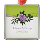 Wild purple rose floral wedding green keepsake ornaments