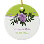 Wild purple rose floral wedding green keepsake ornaments