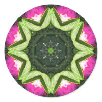 Wild Rose Lotus Mandala Round Stickers