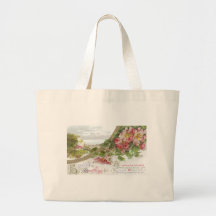 Wild Roses and Vignette Vintage Birthday Canvas Bag