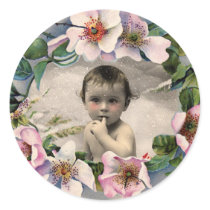 WILD ROSES ROUND PHOTO TEMPLATE STICKERS