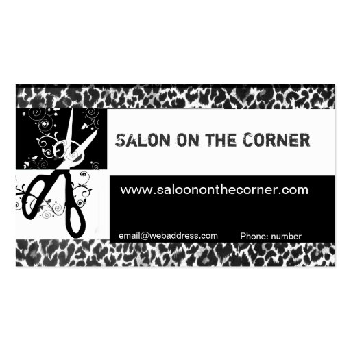 Wild Scissors Leopard Print Salon Business Card Templates