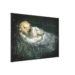 Wild Sea Otter Drifting in Ocean Water Art Canvas Canvas Prints