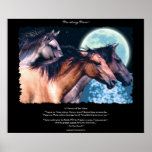 Wild Spanish Mustang Horses Art &amp; Poem Poster