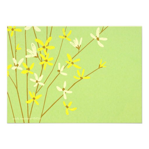 Wild Spring Flowers Lime Green Bridal Shower Custom Invitation