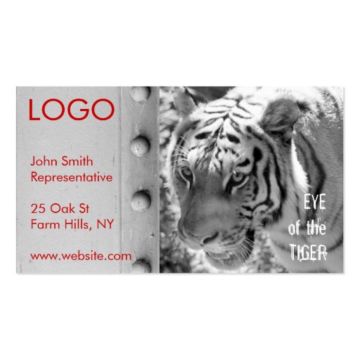 Wild Striped Tiger Black and White Business Card (front side)