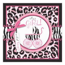 Wild Thing Invitation Square Pink B