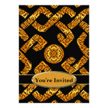 Wild Tiger Celtic Weave Monogram Custom Announcements