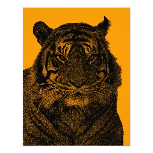 Wild Tiger in Black and White Personalized Invitation