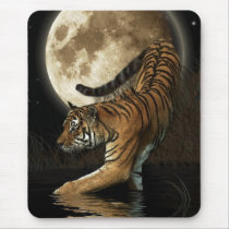 WILD TIGER & MOON Mousepad by RavenSpiritPrints WILD TIGER & MOON Mousepad