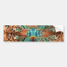 Wild Tiger Reflection Big Cat Wildlife Art Bumper Sticker