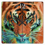 Wild Tiger Reflection Big Cat Wildlife Art Wall Clocks