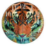 Wild Tiger Reflection Big Cat Wildlife Art Round Clocks