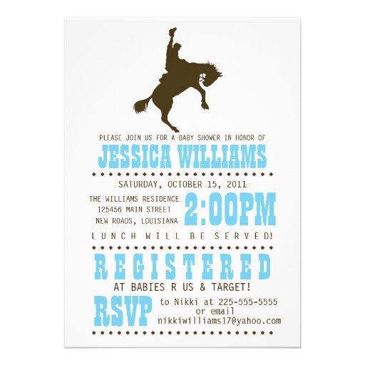 Wild West Baby Shower Personalized Announcements