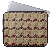 Wild West Cowboy Country Western on Burlap Pattern Computer Sleeves