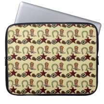 Wild West Cowboy Country Western on Burlap Print Laptop Computer Sleeve
