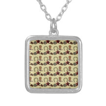 Wild West Cowboy Country Western on Burlap Print Custom Necklace