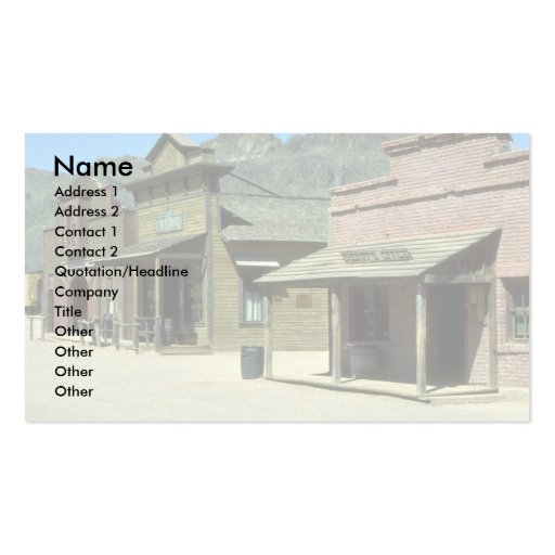 Wild west setting, Arizona Business Cards (front side)