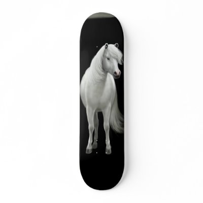Wild White Mustang Skateboard by twopurringcats