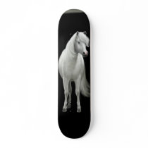Wild White Mustang Skateboard by twopurringcats Wild White Mustang Skateboard