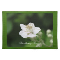 Wild white raspberry flower. placemats