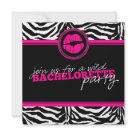 5.25x5.25 - The ladies will know this is going to be a wild bachelorette party when you send out this bold and stylish invitation by Two Hearts Wedding Shoppe™. Easily personalize with your information. Available in a variety of color choices and paper stocks.  Two Hearts Wedding Shoppe™ offers a modern and elegant selection of custom wedding postage, save the date cards, wedding invitations, envelope seals, wedding party buttons & favors, cute bridal party t-shirts and other keepsakes for your celebration.  