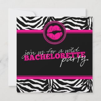 Wild Zebra Fun Bachelorette Party Invitation invitation