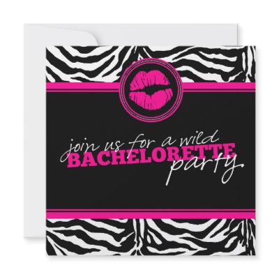 Wild Zebra Fun Bachelorette Party Invitation