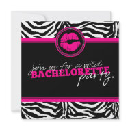 Wild Zebra Fun Bachelorette Party Invitation invitation
