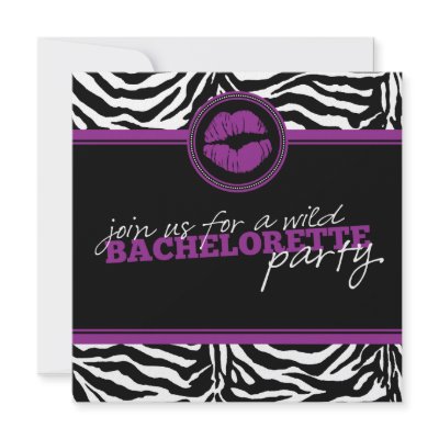 Wild Zebra Fun Bachelorette Party Invitation
