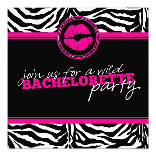 Wild Zebra Fun Bachelorette Party Invitation