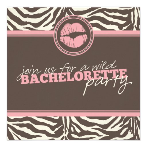 Wild Zebra Fun Bachelorette Party Invitation