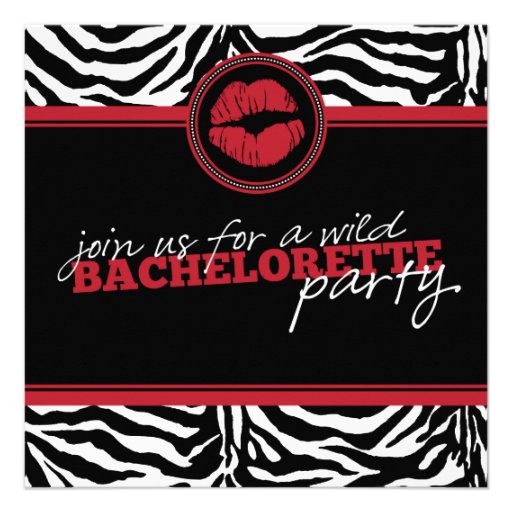 Wild Zebra Fun Bachelorette Party Invitation