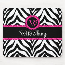 Wild Zebra Pattern and Lace Personalized Mousepad